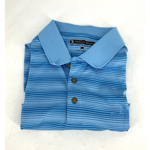 Pebble Beach Polo Mens Large Blue Dry-Luxe Logo Performance Golf Performance - Picture 2 of 8